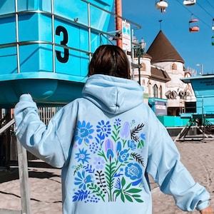 Oversized Wildflowers Hoodie Pressed Flower Hoodie Nature Hoodie Cottagecore Hoodie Forest Green Hoodie Baby Blue Hoodie Pastel Hoodie