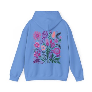 Sudadera con capucha floral bohemia: sudadera botánica estilo cottagecore Carolina Blue