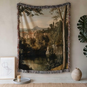 Forest Tapestry Throw Blanket Verdure Tapestry Woven Wall Hanging Woven Blanket Medieval Tapestry Nature Tapestry Large Wall Tapestry