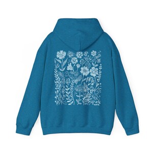 Blue Wildflower Hoodie: Women's Cottagecore Graphic Sweatshirt Antique Sapphire