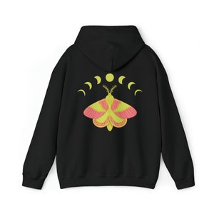 Rosy Maple Moth Hoodie: Pastel Goth Fairygrunge Fashion Black
