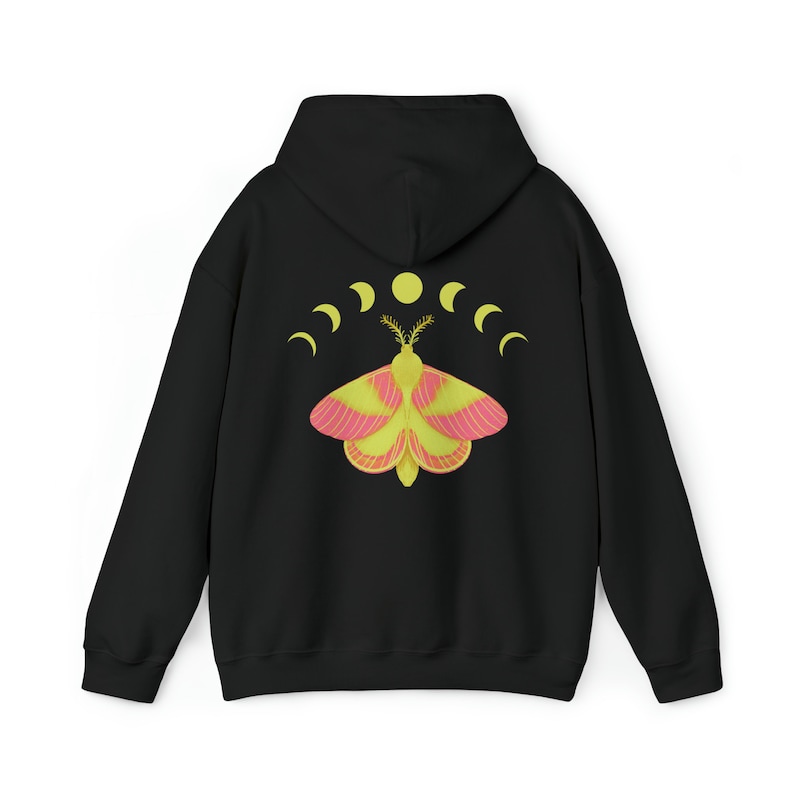 Rosy Maple Moth Hoodie: Pastel Goth Fairygrunge Fashion Black
