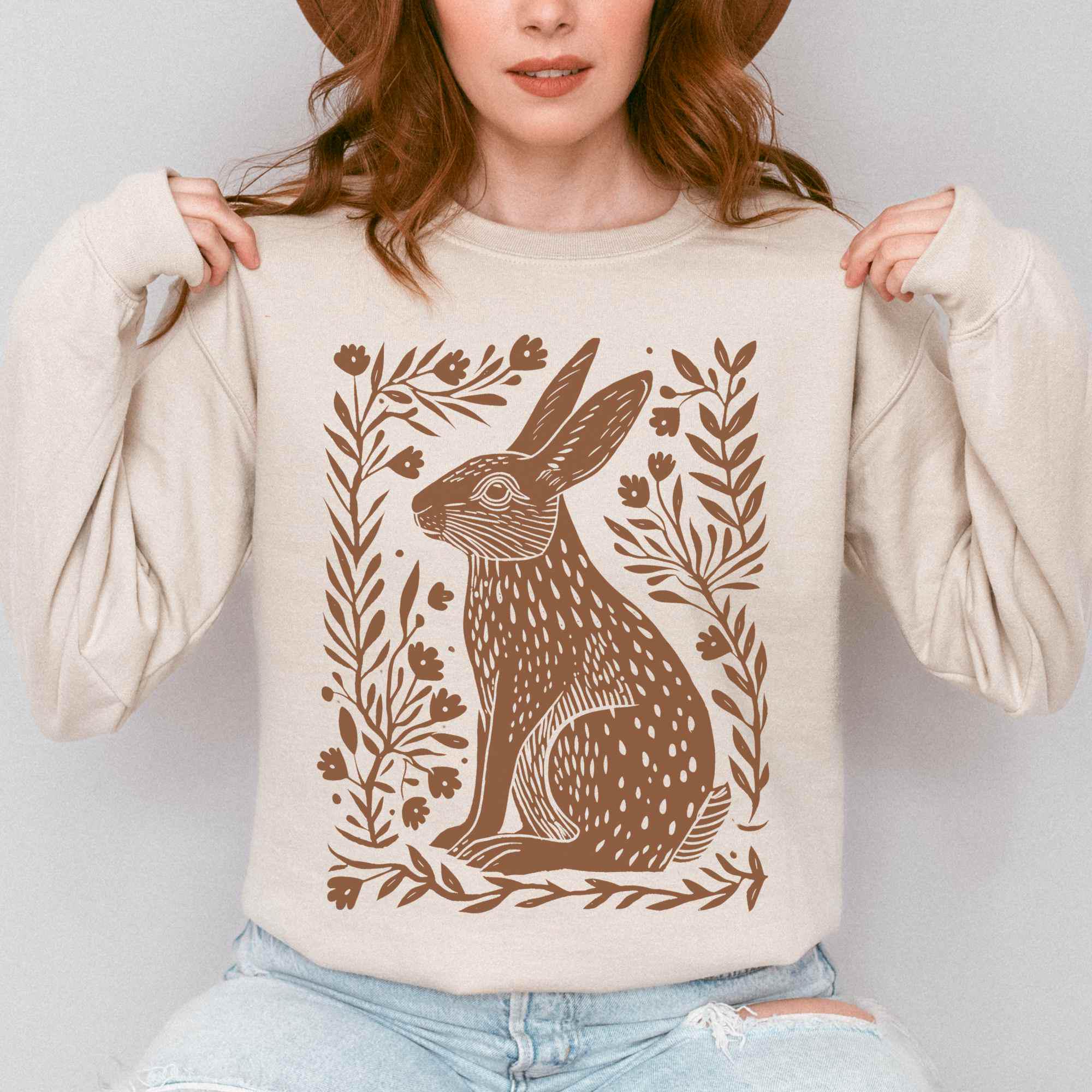 【GRAVER】24FW★ [UNISEX]Big Rabbit Sweatshirt Rabbit Sweatshirt Rabbit Sweater Bunny Sweater Rabbit Lover