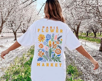 Camiseta del Mercado de Flores de París: Camiseta gráfica con colores cómodos