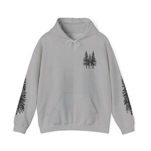 Nature Hoodie: Forest Tree Hooded Sweatshirt Sport Grey