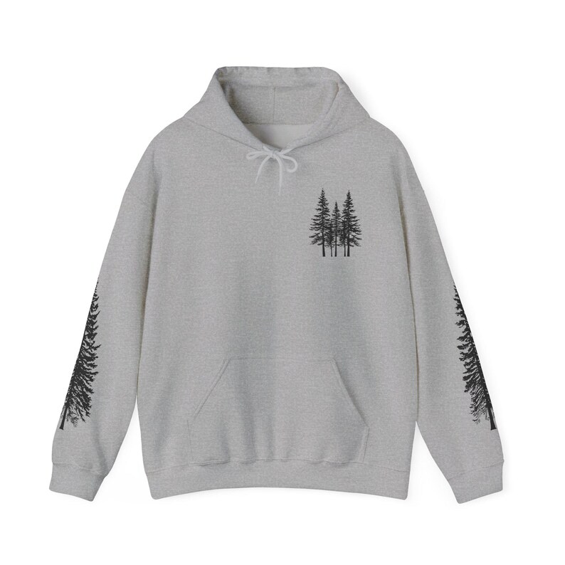 Nature Hoodie: Forest Tree Hooded Sweatshirt Sport Grey