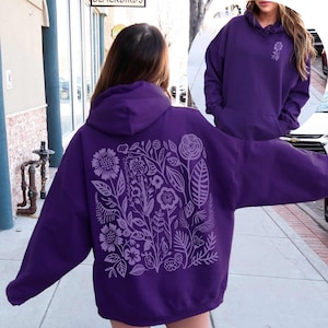 Purple Hoodie Purple Sweatshirt Hoodies for Women Purple Sweatshirts for Women Flower Hoodie Cute Hoodie Oversized Hoodie Teenage Girl Gifts