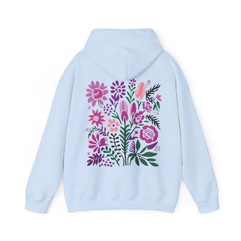 Sudadera con capucha floral bohemia: sudadera botánica estilo cottagecore Light Blue