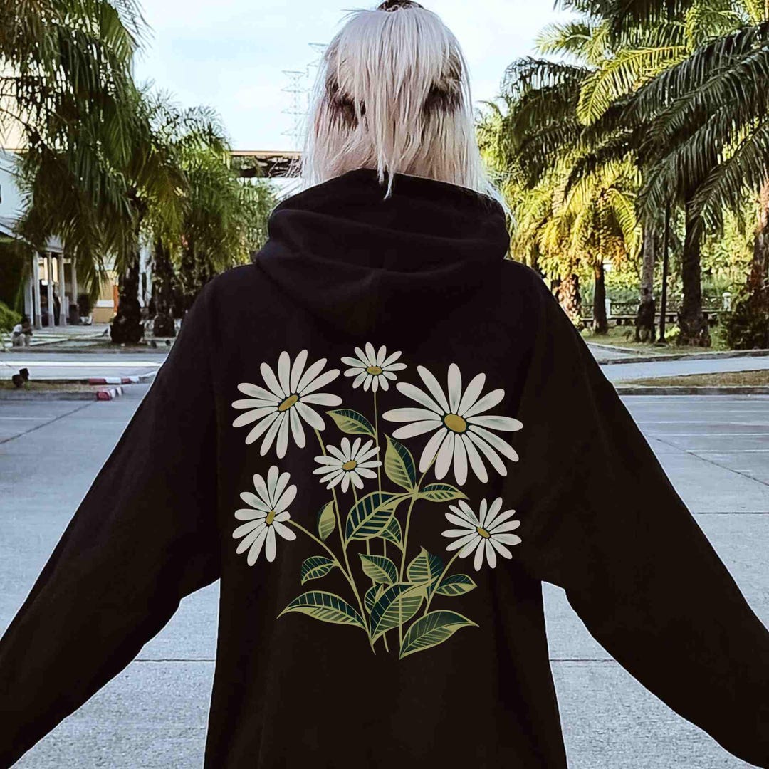 Cute Daisy Hoodie Granola Girl Aesthetic Plant Hoodie Wildflower