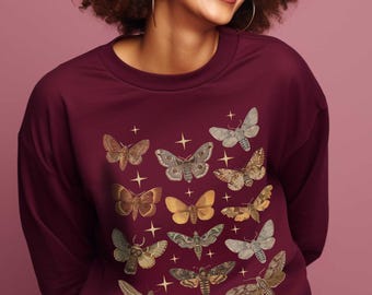 Moth Print Sweatshirt: Cottagecore Goblincore Crewneck