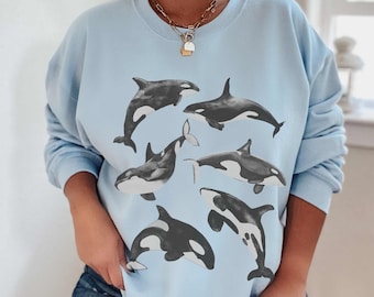 Orca Sweatshirt: Earthy Ocean Whale Crewneck