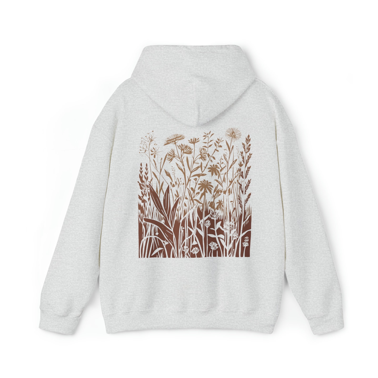 Wildflower Linocut Hoodie: Brown Naturecore Cottagecore Sweatshirt - Etsy