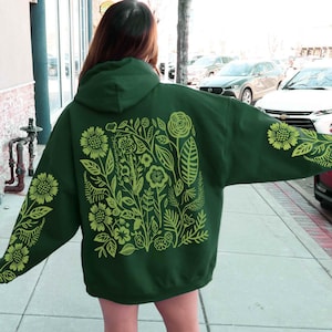 [GRAVER]★GREEN FLOWER SMILE EMBROIDERY HOODIE GRAVER]☆GREEN FLOWER SMILE EMBROIDERY HOODIE (GRAVER