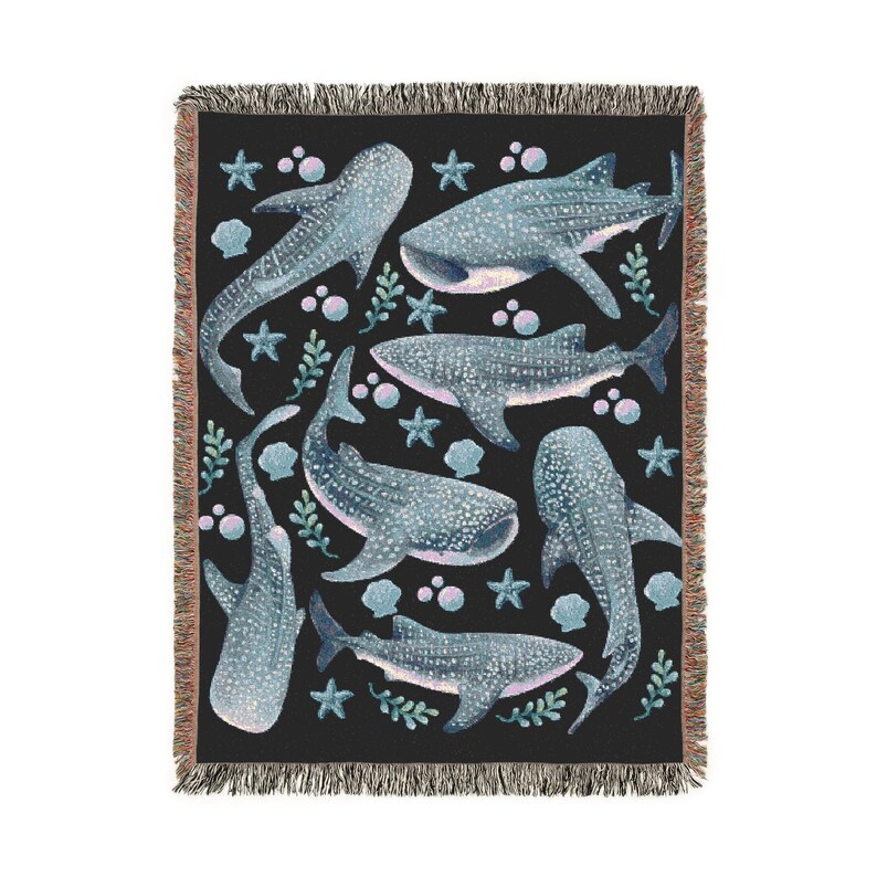 Whale Shark Coastal Woven Blanket Summer Blanket Nautical Blanket Woven Blanket Large Wall Nature Tapestry Woven Throw Blanket Oceancore image 4