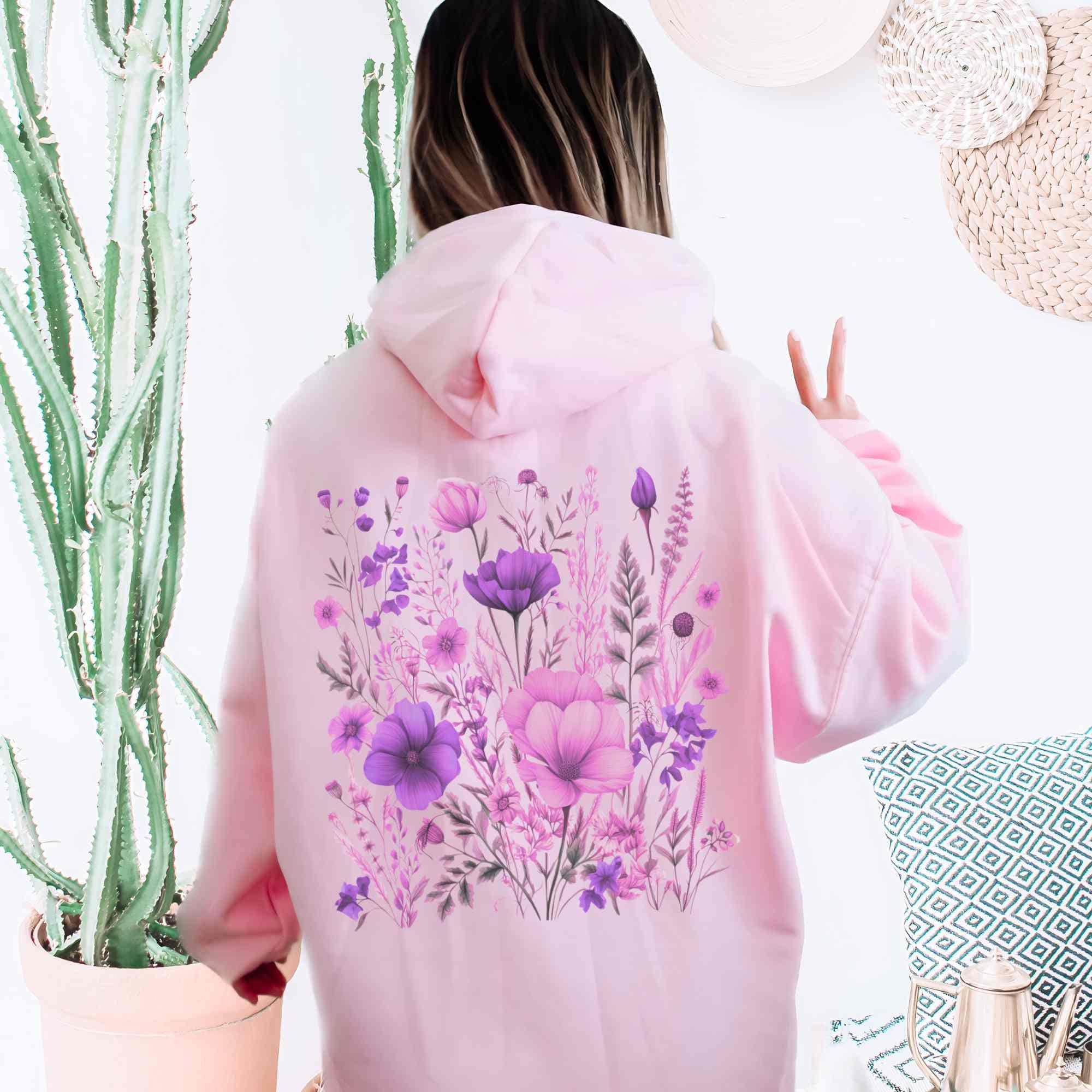 Vintage Floral Print Hoodie - Purple Cottagecore Sweatshirt - Etsy