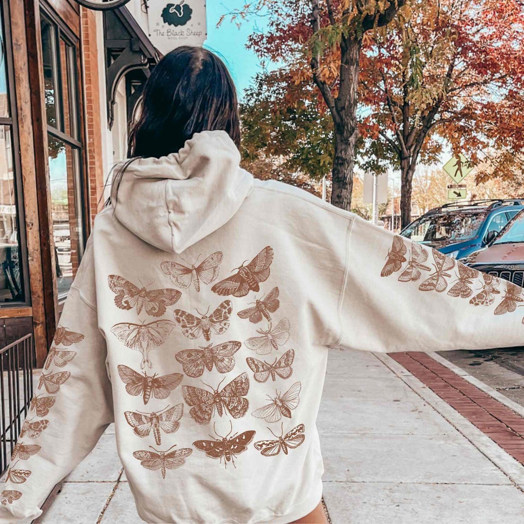 Moth Hoodie Moth Sweatshirt Luna Moth Hoodie Brown Hoodie
