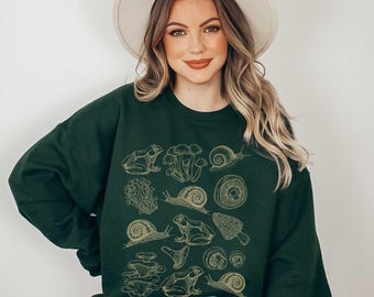 Mushroom Snail Sweatshirt: Cottagecore Goblincore Crewneck