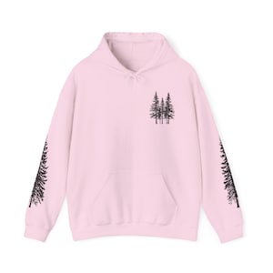 Nature Hoodie: Forest Tree Hooded Sweatshirt Light Pink