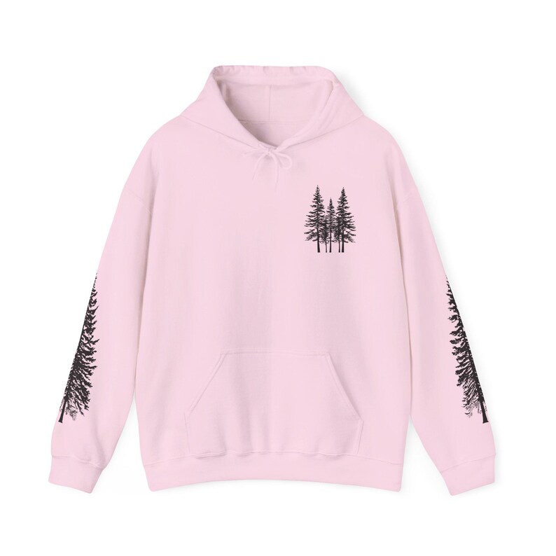 Nature Hoodie: Forest Tree Hooded Sweatshirt Light Pink