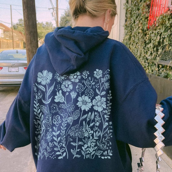 Blue Wildflower Hoodie Flower Hoodie Cute Womens Hoodie Oversized Hoodie Baby Blue Hoodie Plant Hoodie Granola Girl Aesthetic Hoodies Etsy UK