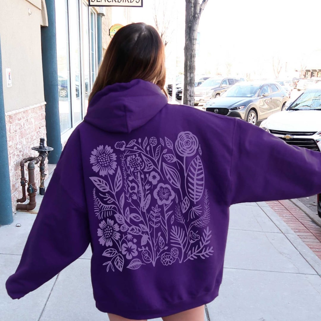 Wildflowers Hoodie Purple Hoodie Forest Green Hoodie Dark Green Hoodie — free download