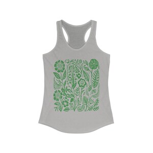 Sage Green Floral Tank Top: Boho Cottagecore Wildflower Print Heather Grey