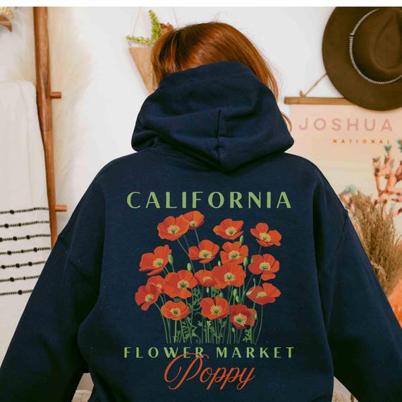California Poppy Garden Hoodie: Oversized Naturecore Sweatshirt - Etsy