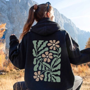Boho Wildflowers Hoodie Pressed Flowers Hoodie Forest Green Hoodie Brown Hoodie Floral Hoodie Oversized Hoodie Granola Girl Preppy Hoodie