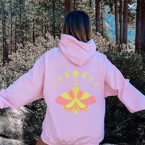 Rosy Maple Moth Hoodie: Pastel Goth Fairygrunge Fashion Light Pink