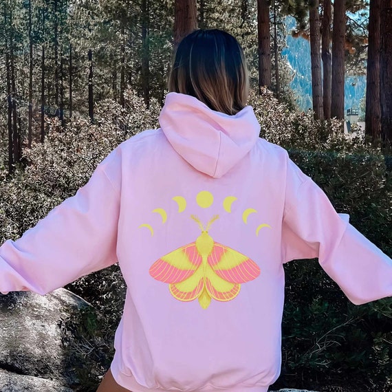 Rosy Maple Moth Hoodie: Pastel Goth Fairygrunge Fashion