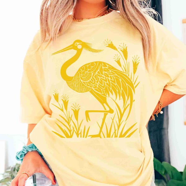 Sandhill Crane Shirt, Comfort Colors Bird Tee