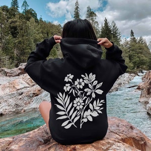 Floral Hoodies Oversized Hoodie Graphic Hoodie Cute Womens Hoodie Nature Hoodie Aesthetic Hoodie Flower Hoodie Plant Hoodie Brown Hoodie