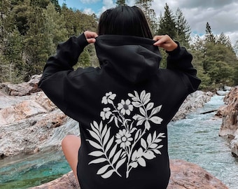 Floral Graphic Hoodie: Oversized Cotton-Blend Sweatshirt