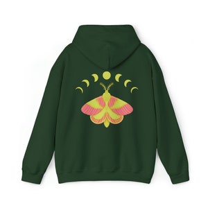 Rosy Maple Moth Hoodie: Pastel Goth Fairygrunge Fashion Forest Green