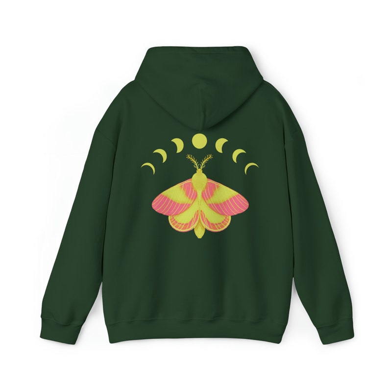 Rosy Maple Moth Hoodie: Pastel Goth Fairygrunge Fashion Forest Green