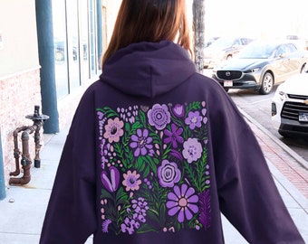 Oversized Wildflower Hoodie: Cottagecore Pastel Green Sweatshirt
