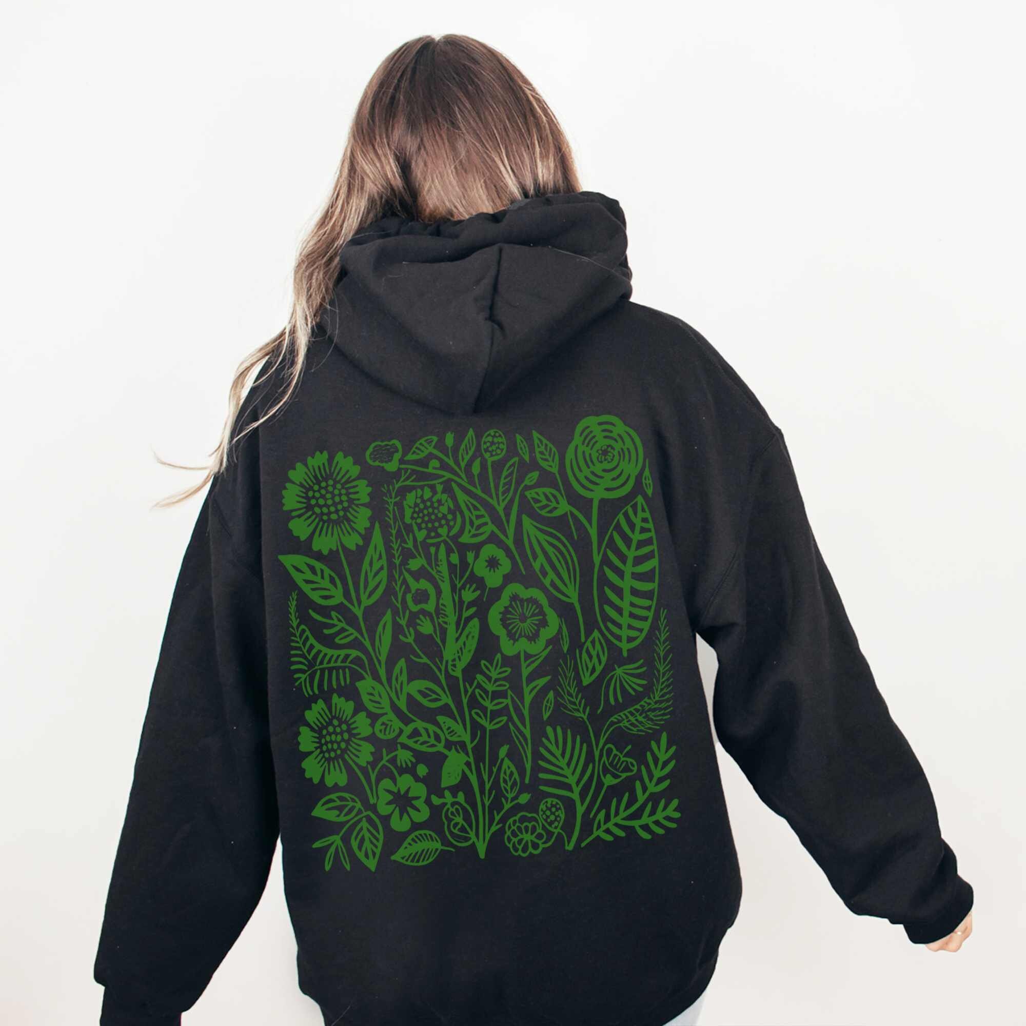 Forest Green Hoodie Dark Green Hoodie Wildflowers Hoodie Pressed ...