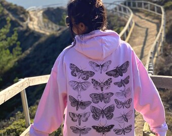 Pastel Goth Moth Hoodie: Unisex Cotton-Blend Sweatshirt