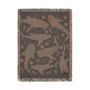 Whale Shark Coastal Woven Blanket Summer Blanket Nautical Blanket Woven Blanket Large Wall Nature Tapestry Woven Throw Blanket Oceancore image 5
