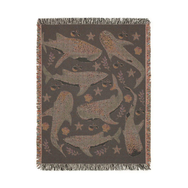Whale Shark Coastal Woven Blanket Summer Blanket Nautical Blanket Woven Blanket Large Wall Nature Tapestry Woven Throw Blanket Oceancore image 5