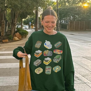 Sweatshirt sardines sardinesweater sardines ronde hals visser esthetiek visshirt vintage vistrui unieke viscadeaus