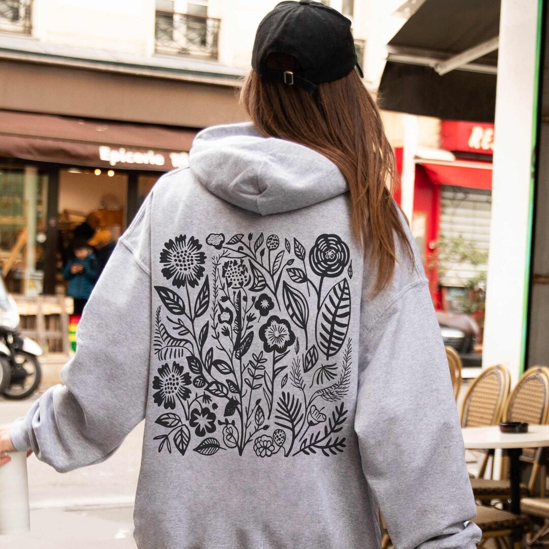 Wildflower Hoodie: Cottagecore Nature Print, Unisex Fleece - Etsy