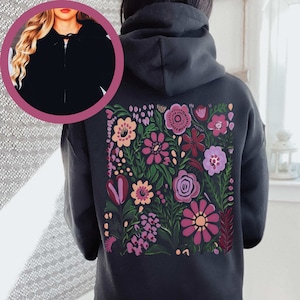 Zip Up Hoodie Oversized Wildflowers Hoodie Pressed Flowers Hoodie Nature Cottagecore Hoodie Floral Full Zip Up Hoodie Aesthetic Hoodie