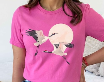 Japanese Crane T-Shirt: Bird Lover Gift, Streetwear Tee