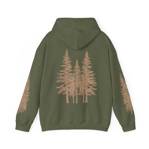 Hiking Hoodie | Forestcore Clothing | Camping Hooded Sweatshirt | Wilderness Explorer Shirt | Granola Girl Military Green