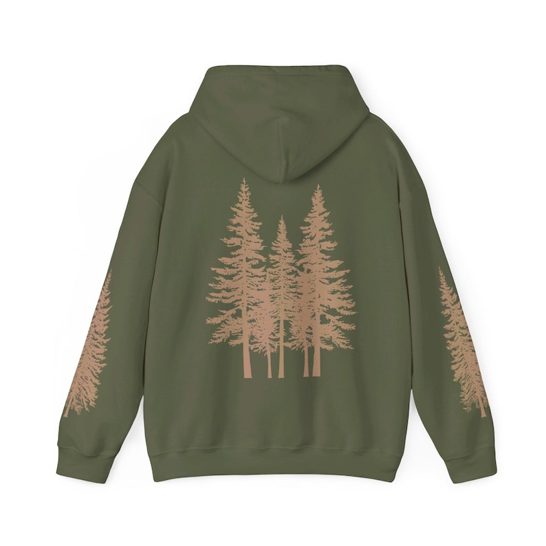 Hiking Hoodie | Forestcore Clothing | Camping Hooded Sweatshirt | Wilderness Explorer Shirt | Granola Girl Military Green