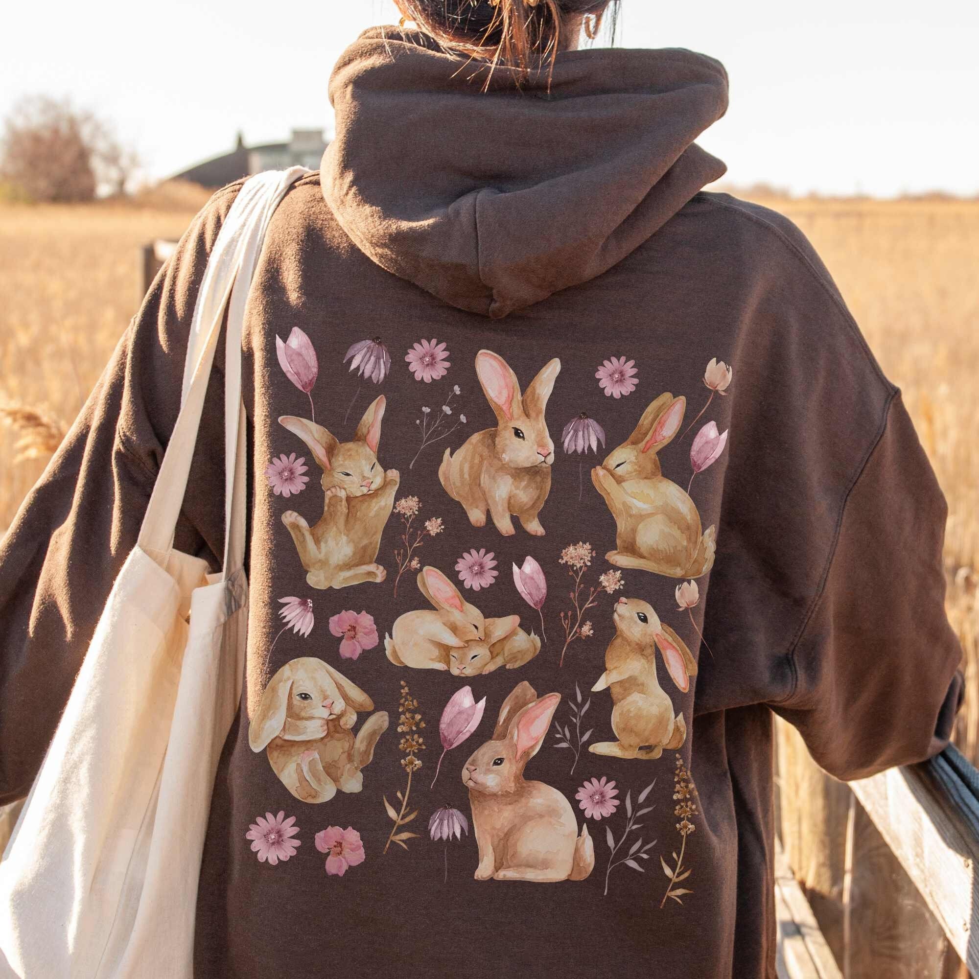 Brown Bunny Hoodie: Cottagecore Rabbit Sweatshirt, Granola Girl