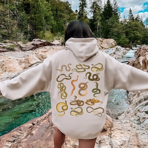Snake Hoodie Fairy Grunge Clothing Granola Girl Hoodie Snake Sweatshirt Alt Hoodie Brown Hoodie Witchy Hoodie Goblincore Hoodie Goth Hoodie