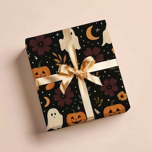 Halloween Wrapping Paper Dark Wrapping Paper Ghost Wrapping Paper Pumpkin Gift Wrap Luxury Gift Wrap Bat Spooky Gothic Wrapping Paper