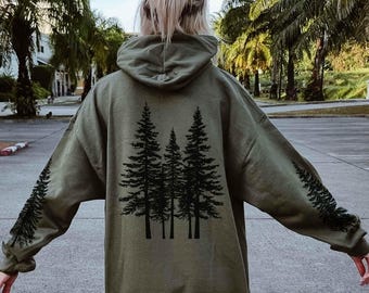 Kiefer Baum Hoodie | Camping Wandern Kapuzen-Sweatshirt | Kleidung aus dem Waldkern